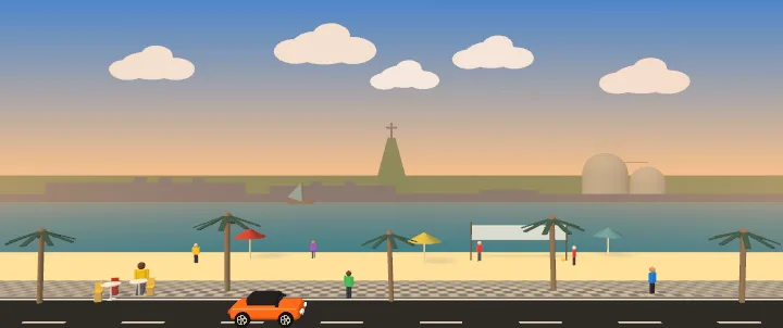 Rio postcard, drawn by the game at the end of the race