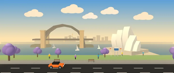Sydney postcard, drawn by the game at the end of the race