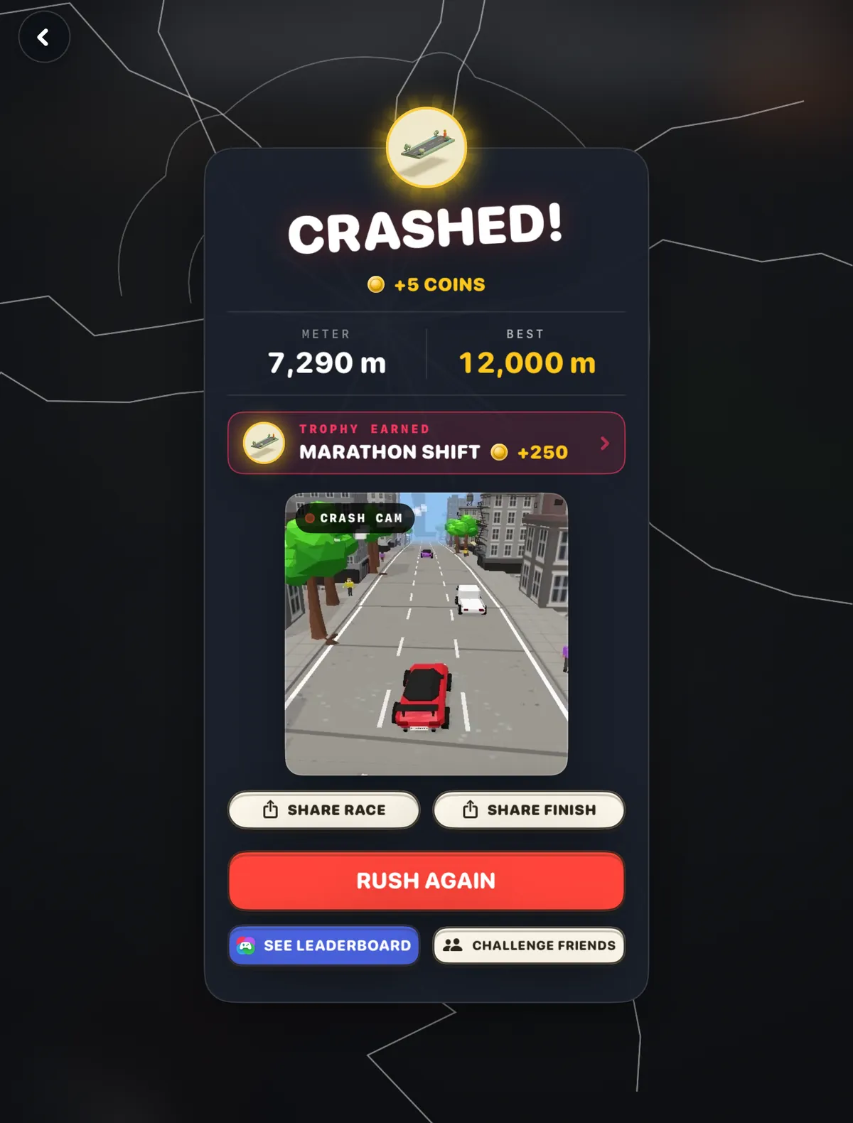 The end-of-run card on iPad
